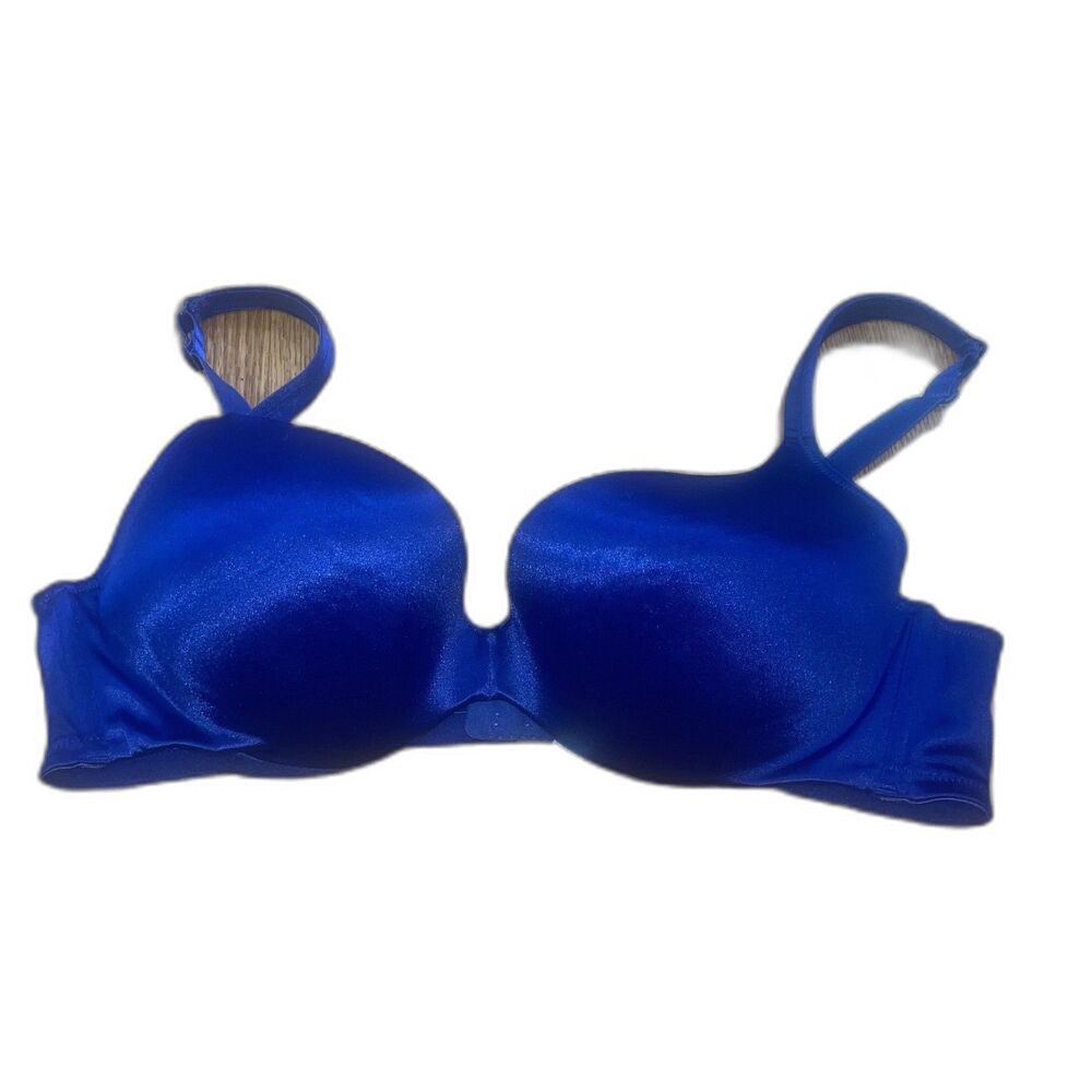 Cacique Deep Blue Full Coverage Underwire Bra 42C Lace Trim Comfort Sexy Plus